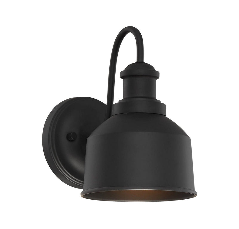 Small Metal Barn Shade 1-Light Outdoor Wall Sconce in Matte Black
