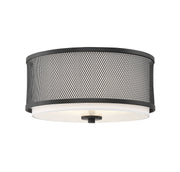 Industrial Fabric Drum 15" 3-Light Flush Mount in Matte Black