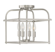 Candle Cage 12" 4-Light Semi-Flush Mount in Brushed Nickel