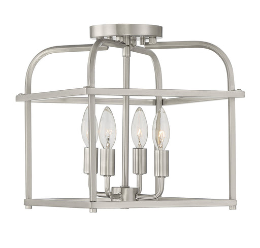Candle Cage 12" 4-Light Semi-Flush Mount in Brushed Nickel