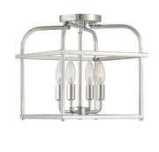 Candle Cage 12" 4-Light Semi-Flush Mount in Polished Nickel