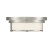 Contemporary White Glass 13" 2-Light Flush Mount in Brushed Nickel
