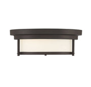 Contemporary White Glass 13" 2-Light Flush Mount in Oil Rubbed Bronze