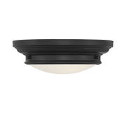 Nautical White Glass 13" 2-Light Flush Mount in Matte Black