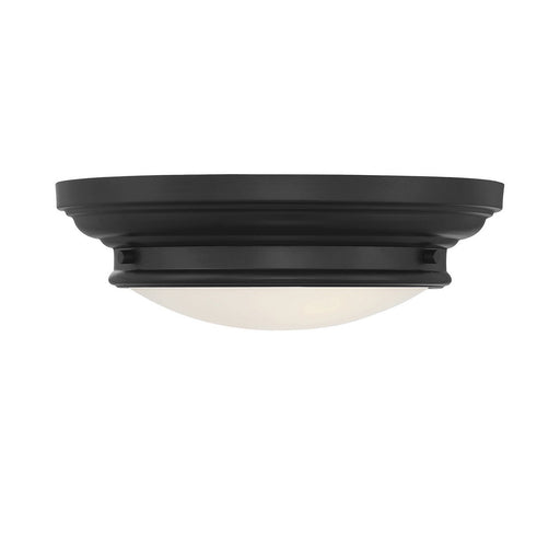 Nautical White Glass 13" 2-Light Flush Mount in Matte Black