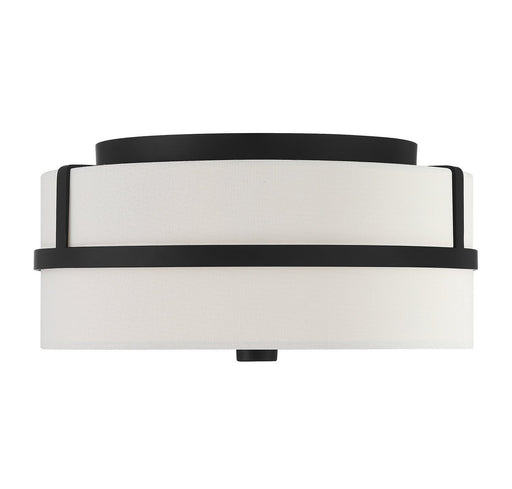 Fabric Drum 13" 2-Light Flush Mount in Matte Black