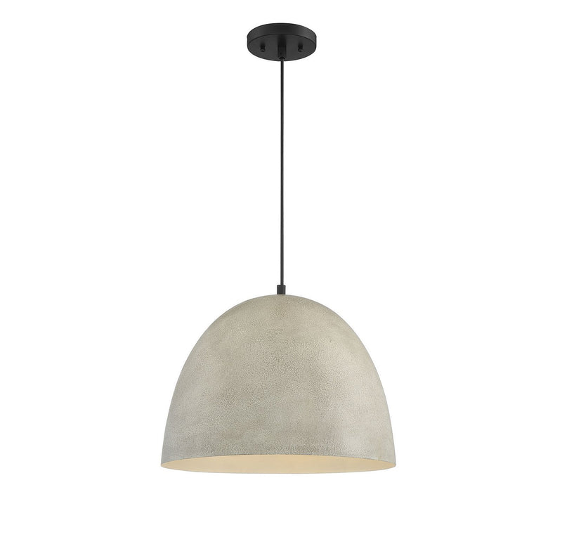 Concrete Dome 16" 1-Light Pendant in Concrete with Matte Black