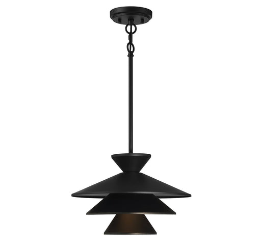 Tiered Metal Cone 14" 1-Light Pendant in Matte Black