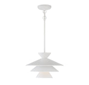 Tiered Metal Cone 14" 1-Light Pendant in White