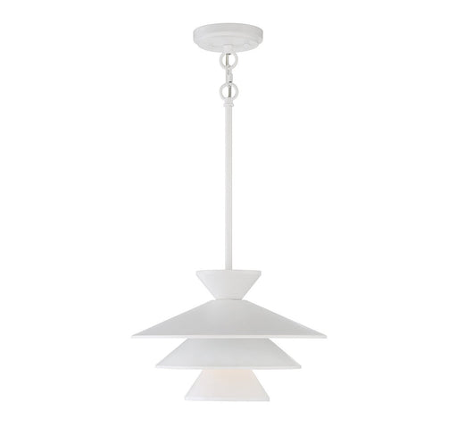 Tiered Metal Cone 14" 1-Light Pendant in White