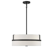 Fabric Drum 20" 4-Light Pendant in Matte Black