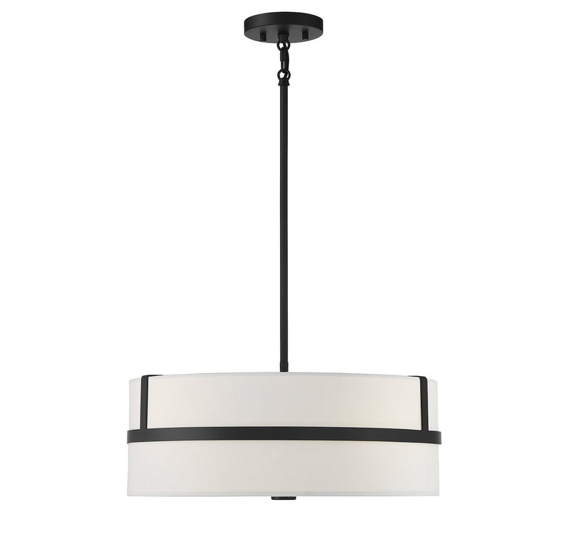 Fabric Drum 20" 4-Light Pendant in Matte Black