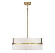 Fabric Drum 20" 4-Light Pendant in Natural Brass