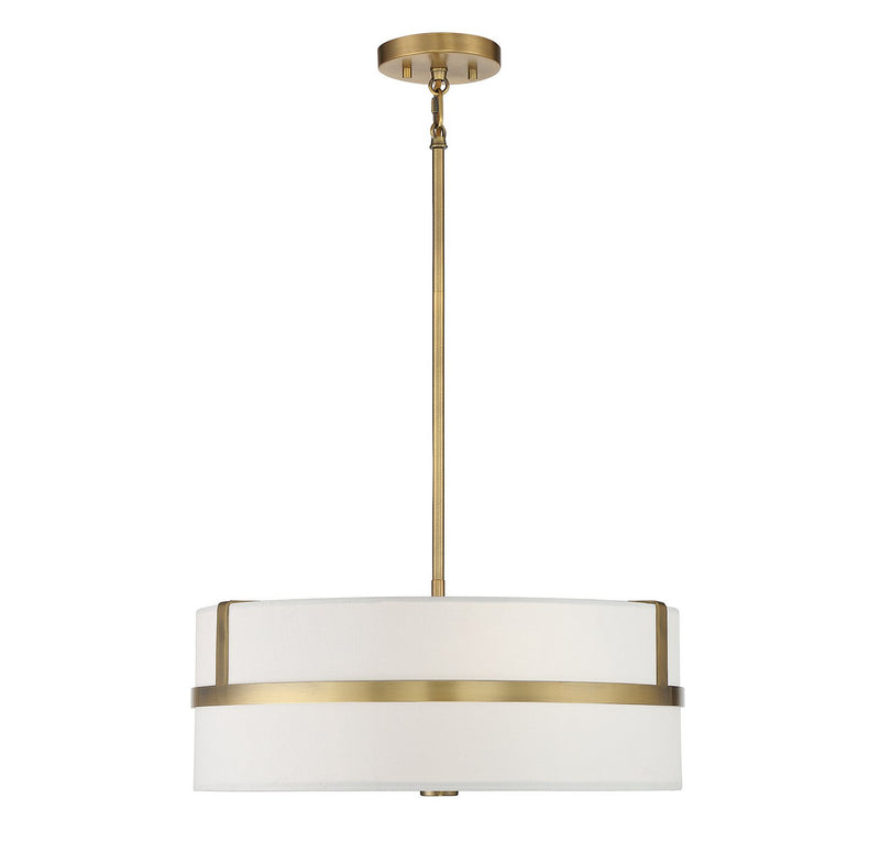 Fabric Drum 20" 4-Light Pendant in Natural Brass