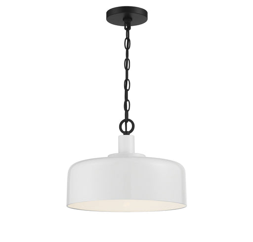 Farmhouse Metal Bell 14" 1-Light Pendant in White with Black