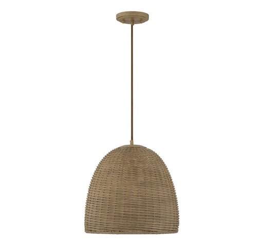 Natural Wicker Bell 14" 1-Light Pendant in Natural Wicker
