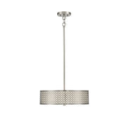 Metal-Framed Fabric Drum 18" 3-Light Pendant in Brushed Nickel