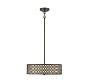 Metal-Framed Fabric Drum 18" 3-Light Pendant in Oil Rubbed Bronze