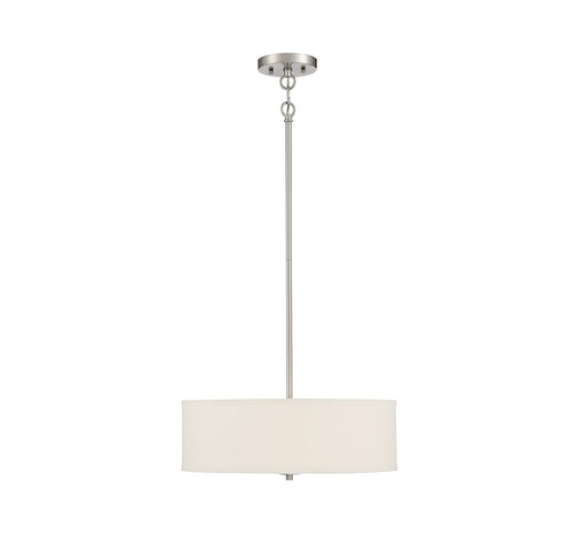 Modern Fabric Drum 18" 3-Light Pendant in Brushed Nickel