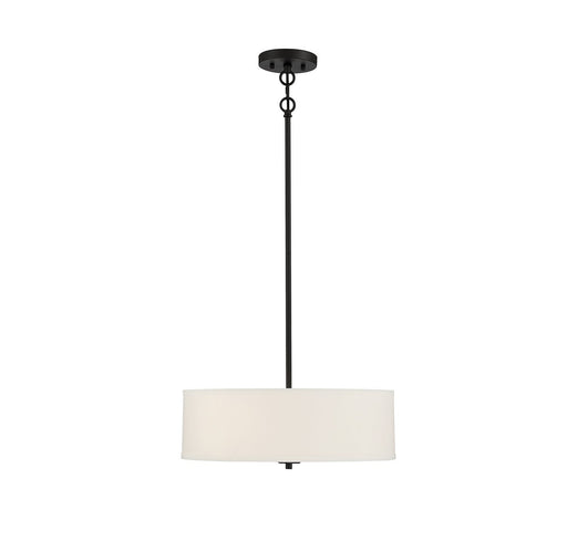 Modern Fabric Drum 18" 3-Light Pendant in Matte Black