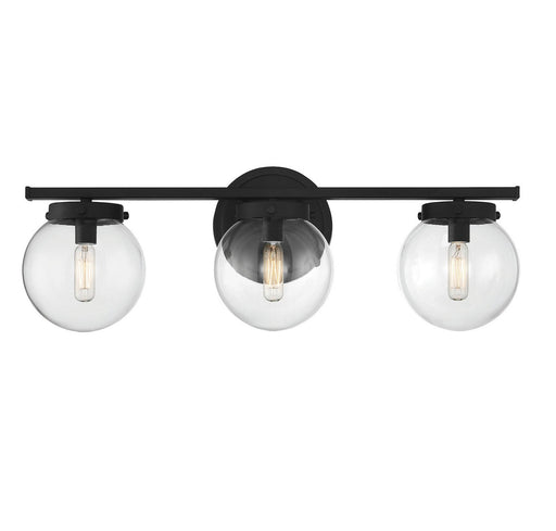 Mid-Century Clear Glass 24" 3-Light Bath Vanity Light in Matte Black