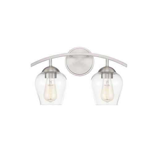 Traditional Clear Glass 16" 2-Light Bath Vanity Light in Brushed Nickel