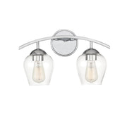 Traditional Clear Glass 16" 2-Light Bath Vanity Light in Chrome