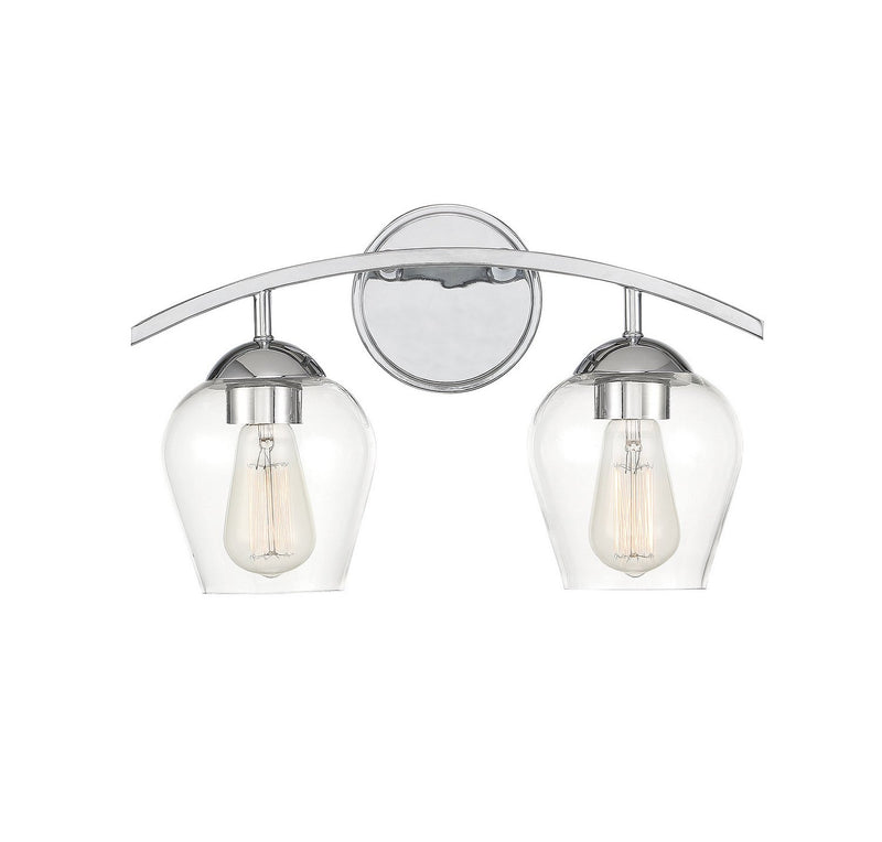 Traditional Clear Glass 16" 2-Light Bath Vanity Light in Chrome