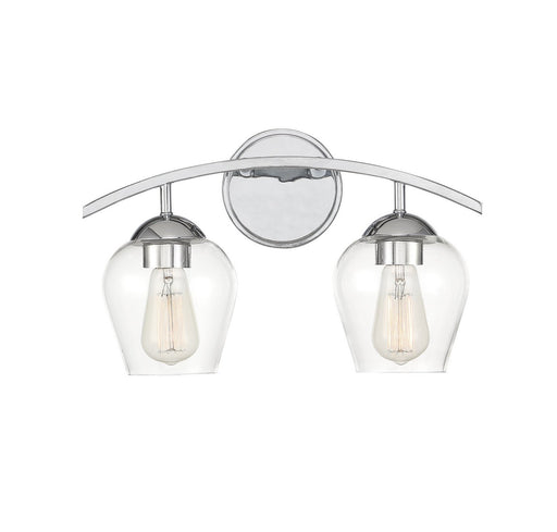 Traditional Clear Glass 16" 2-Light Bath Vanity Light in Chrome