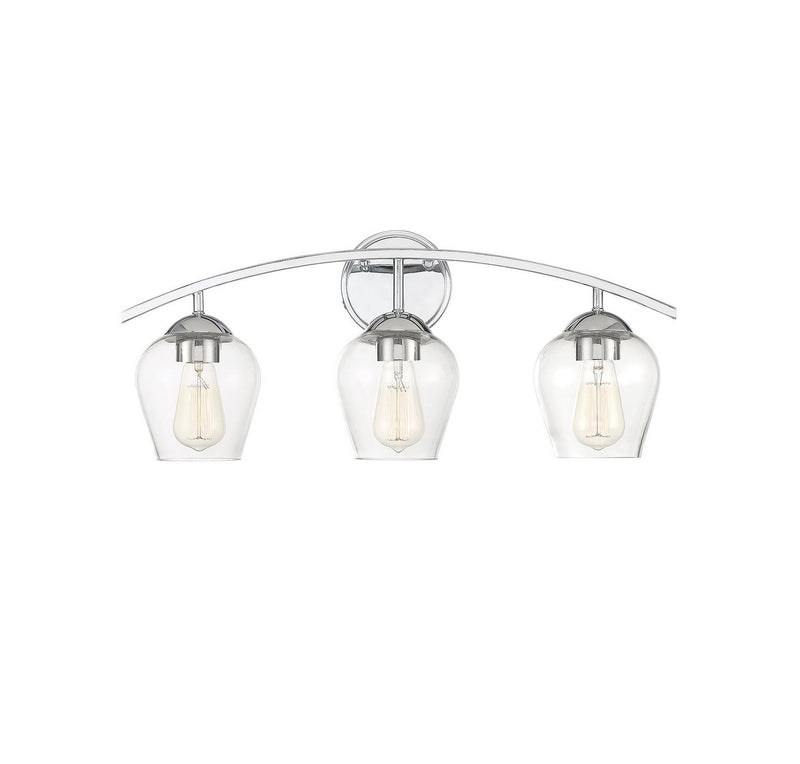 Farmhouse Clear Glass 24" 3-Light Bath Vanity Light in Chrome