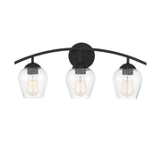 Farmhouse Clear Glass 24" 3-Light Bath Vanity Light in Matte Black