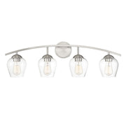 Farmhouse Clear Glass 33" 4-Light Bath Vanity Light in Brushed Nickel