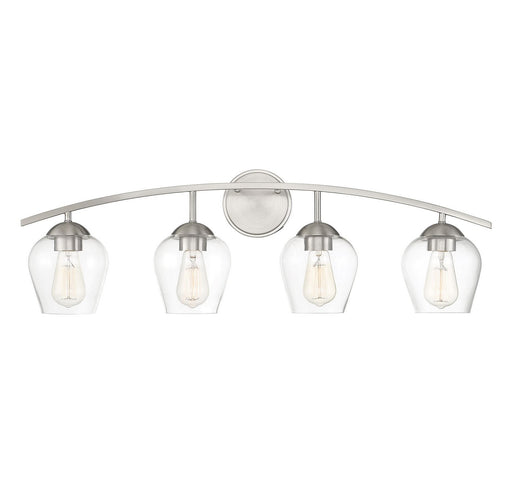Farmhouse Clear Glass 33" 4-Light Bath Vanity Light in Brushed Nickel