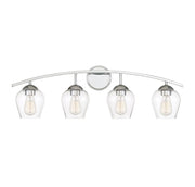 Farmhouse Clear Glass 33" 4-Light Bath Vanity Light in Chrome