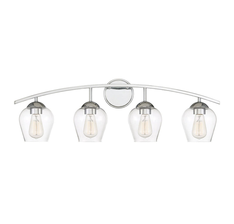 Farmhouse Clear Glass 33" 4-Light Bath Vanity Light in Chrome