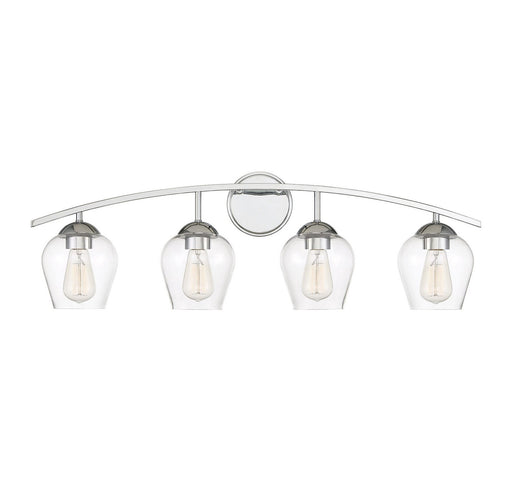 Farmhouse Clear Glass 33" 4-Light Bath Vanity Light in Chrome