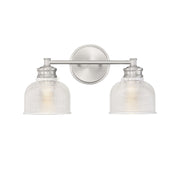 Clear Halophane 16" 2-Light Bath Vanity Light in Brushed Nickel
