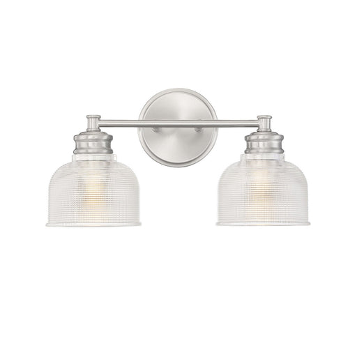 Clear Halophane 16" 2-Light Bath Vanity Light in Brushed Nickel