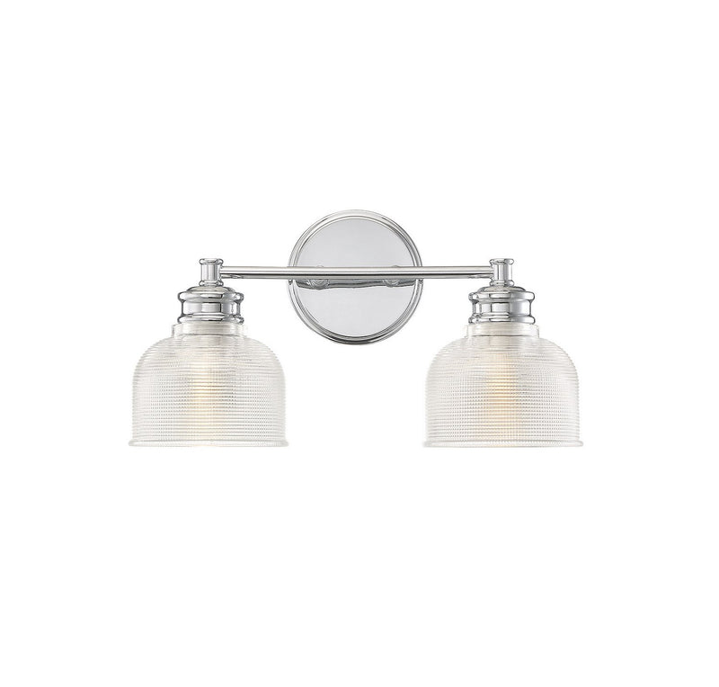 Clear Halophane 16" 2-Light Bath Vanity Light in Chrome