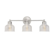 Clear Halophane Glass 24" 3-Light Bath Vanity Light in Brushed Nickel