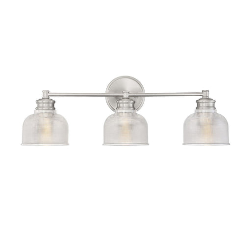 Clear Halophane Glass 24" 3-Light Bath Vanity Light in Brushed Nickel