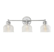 Clear Halophane Glass 24" 3-Light Bath Vanity Light in Chrome