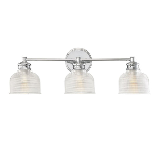 Clear Halophane Glass 24" 3-Light Bath Vanity Light in Chrome