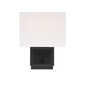 Rectangular Fabric Shade 1-Light Wall Sconce in Matte Black