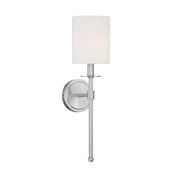 Tall Fabric Shade 20" 1-Light Wall Sconce in Brushed Nickel