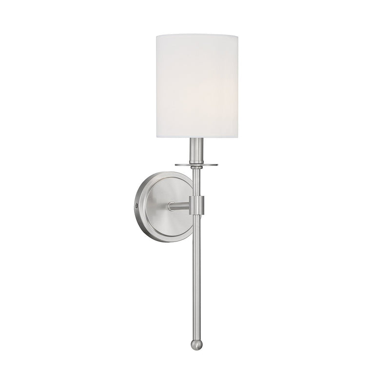 Tall Fabric Shade 20" 1-Light Wall Sconce in Brushed Nickel