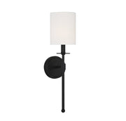 Tall Fabric Shade 20" 1-Light Wall Sconce in Matte Black
