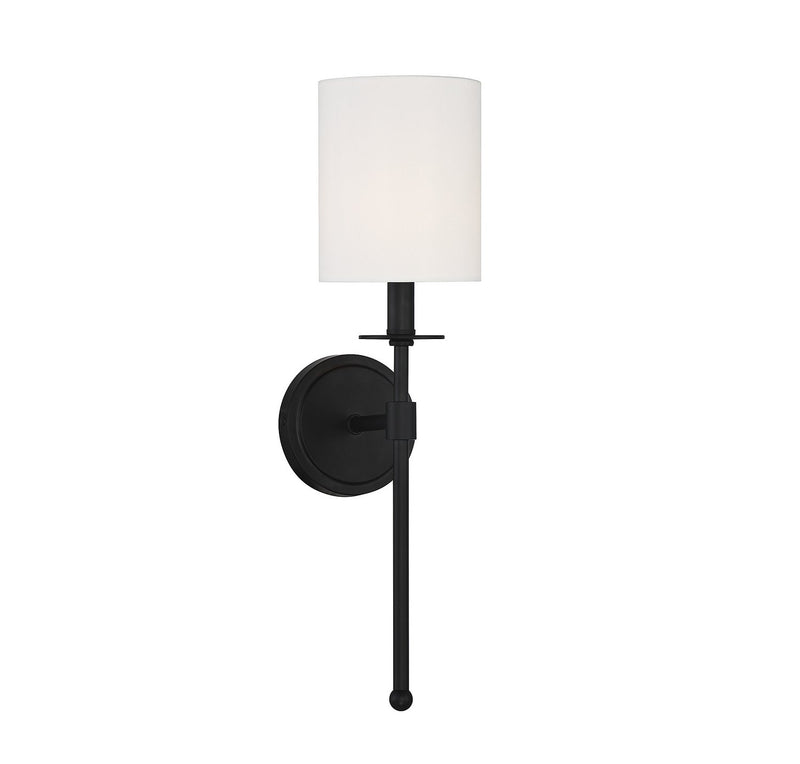 Tall Fabric Shade 20" 1-Light Wall Sconce in Matte Black