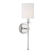 Tall Fabric Shade 20" 1-Light Wall Sconce in Polished Nickel
