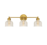 Clear Halophane Glass 24" 3-Light Bath Vanity Light in Natural Brass